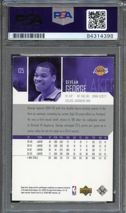 2003-04 Upper Deck #125 Devean George Signed Card AUTO PSA Slabbed