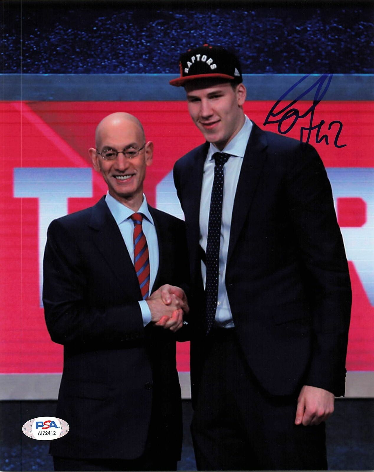 JAKOB POELTL signed 8x10 photo PSA/DNA Toronto Raptors Autographed