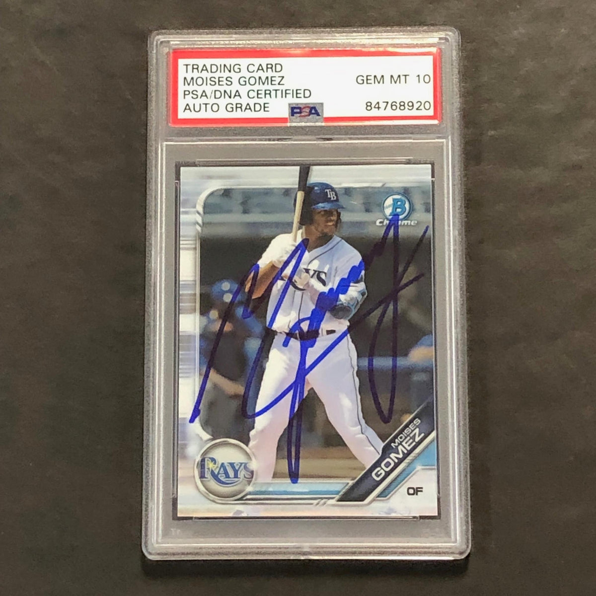 2019 Bowman Chrome #BDC-143 Moises Gomez Signed Card PSA Slabbed Auto Grade 10 R