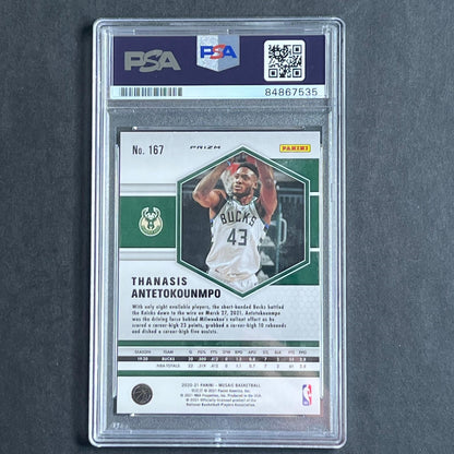 2020-21 Panini Mosaic #167 Thanasis Antetokounmpo Signed Card AUTO PSA Slabbed B