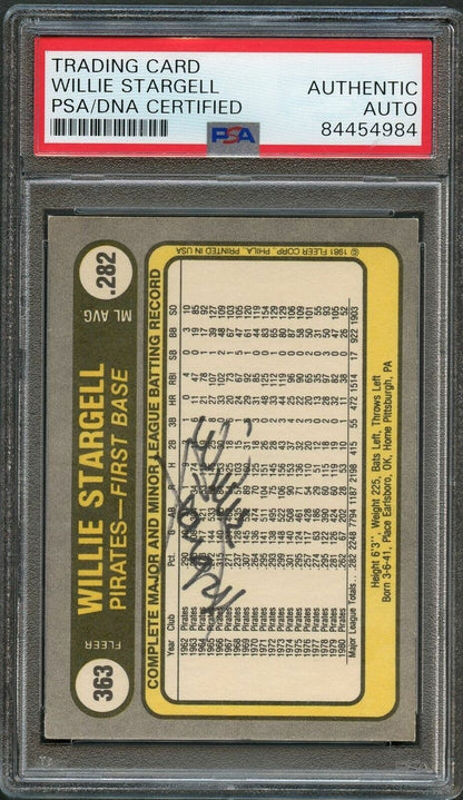 1981 Fleer #363 Willie Stargell Signed Card PSA Slabbed Auto Pirates