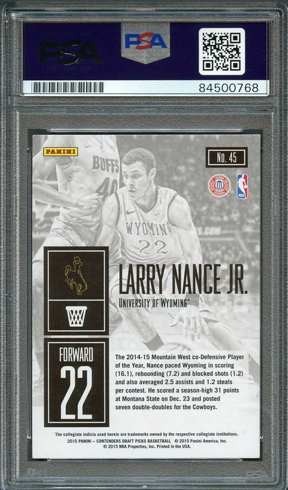 2015-16 Contenders Draft Picks #45 Larry Nance Jr. Signed Card AUTO 10 PSA Slabb