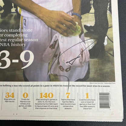 Stephen Curry signed San Francisco Chronicle Newspaper PSA Warriors Autographed