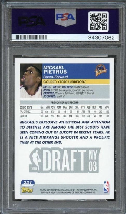 2003-04 Topps #231 Mickael Pietrus Signed Card AUTO PSA Slabbed