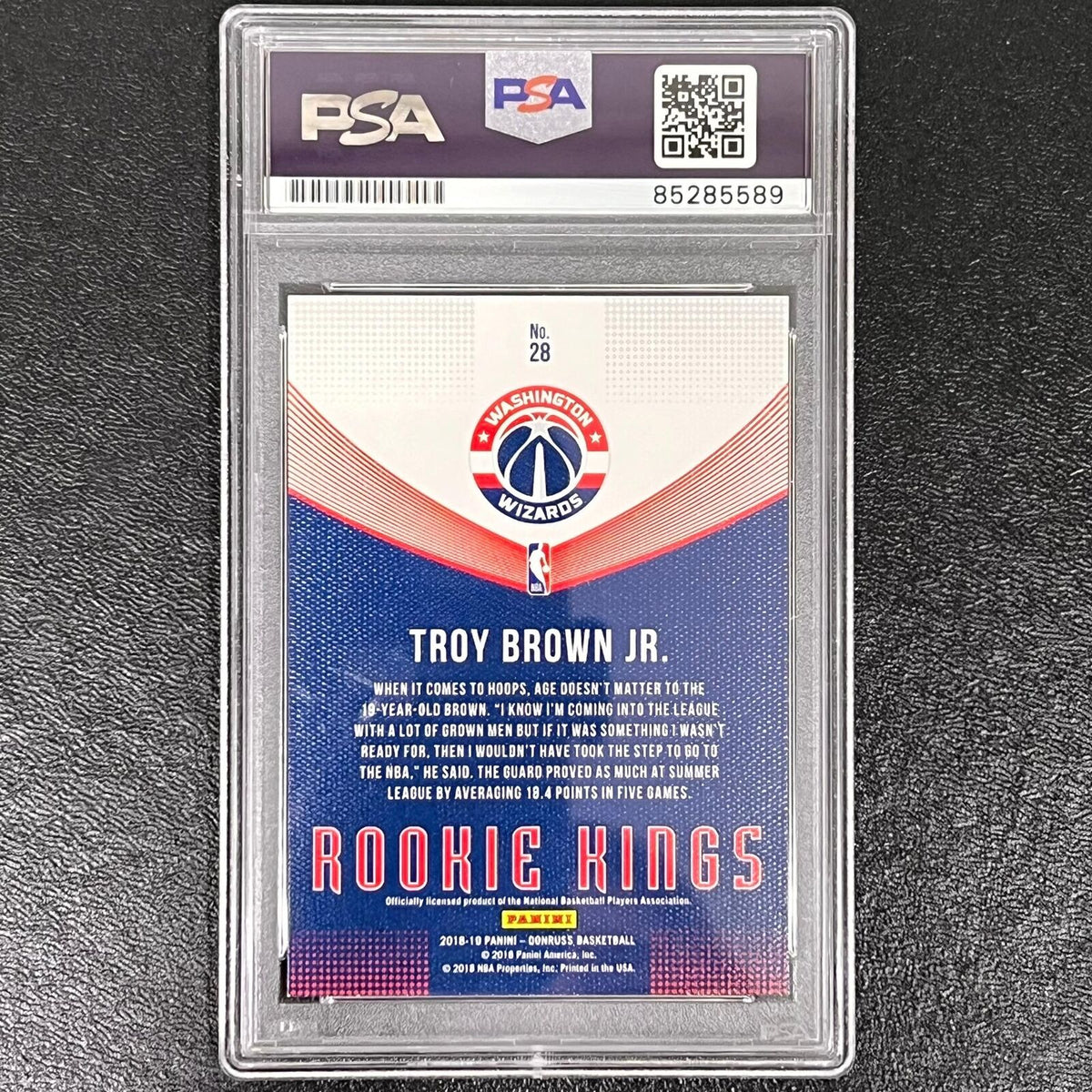 2018-19 Panini Donruss Rookie Kings #28 TROY BROWN JR. Signed Card AUTO PSA Slab