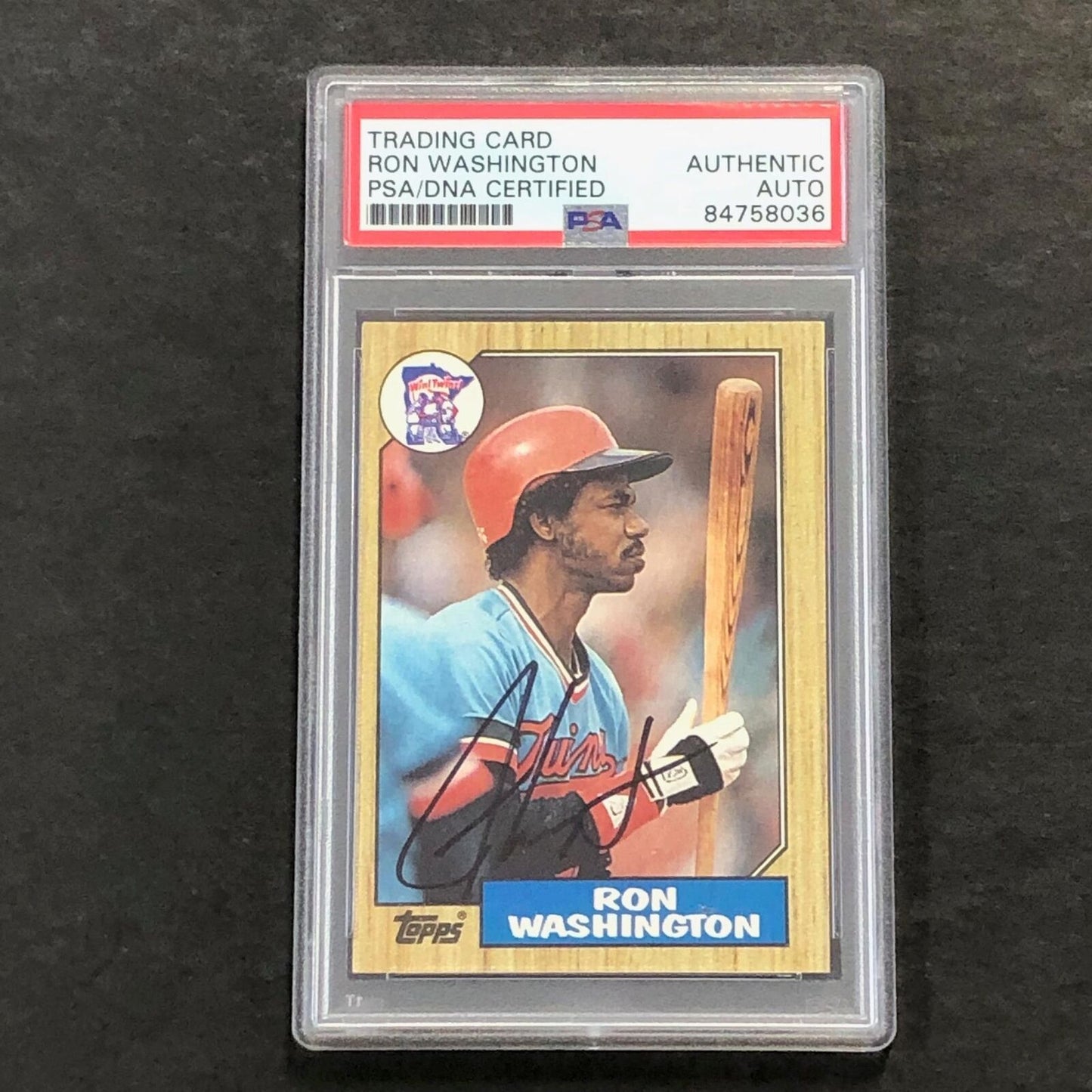 1987 Topps #169 Ron Washington Signed Card PSA Auto Slabbed Auto Twins