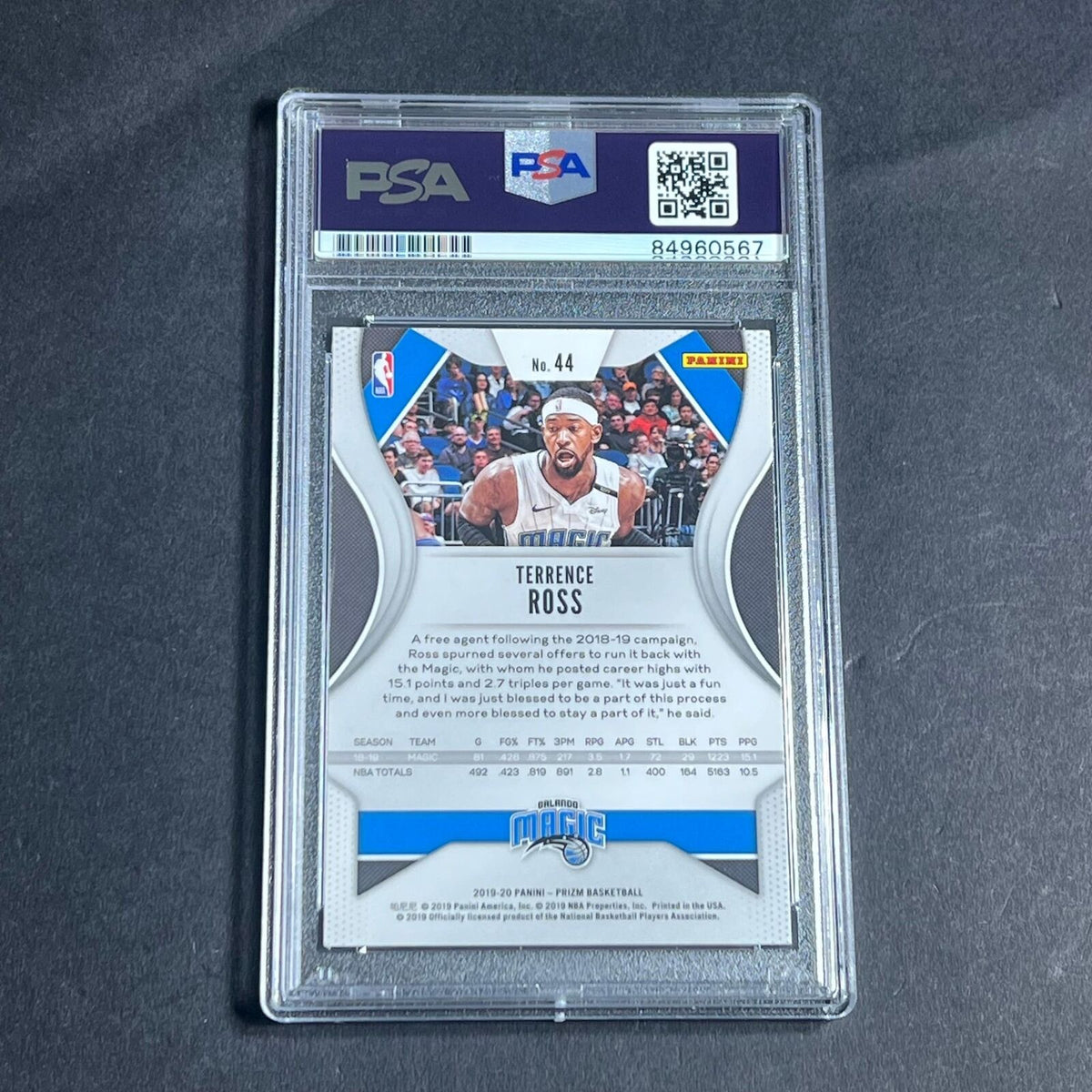 2019-20 Panini Prizm #44 Terrence Ross Signed Card AUTO PSA Slabbed Magic