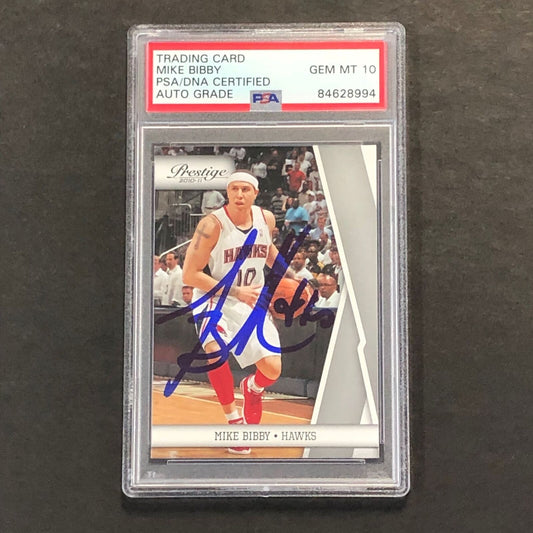 2010-11 Panini Prestige #4 Mike Bibby Signed Card AUTO GRADE 10 PSA Slabbed Hawk