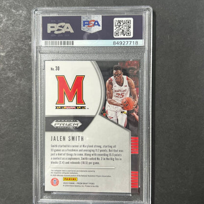 2020-21 Panini Prizm Draft Picks #30 Jalen Smith Signed Card AUTO 10 PSA Slabbed
