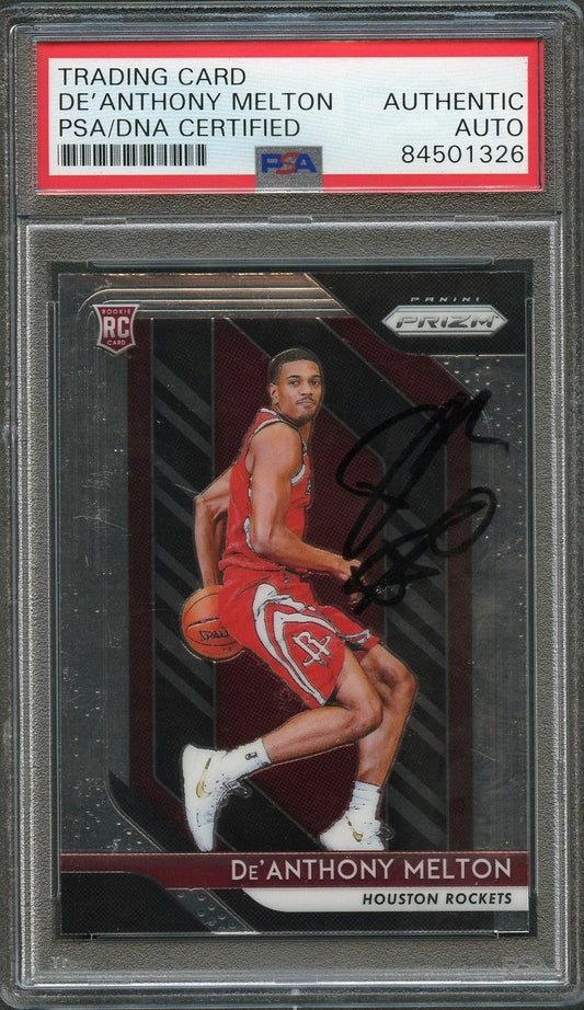 2018-19 Panini Prizm #4 De'Anthony Melton Signed Card AUTO PSA Slabbed RC Rocket
