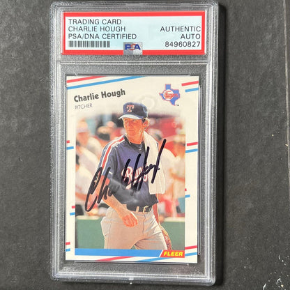 1988 Fleer #469 Charlie Hough Signed Card AUTO PSA Slabbed Rangers