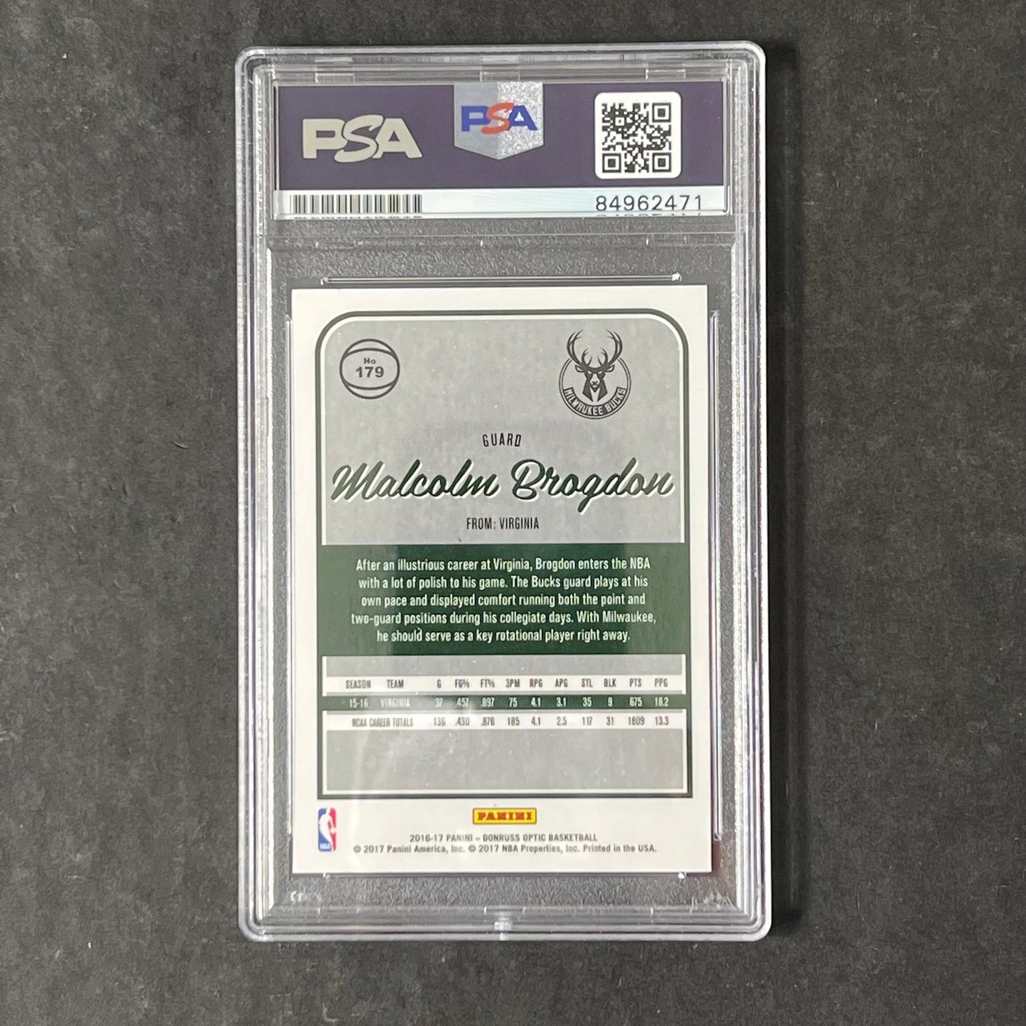 2016-17 Panini Donruss #179 Malcolm Brogdon Signed Card AUTO PSA/DNA Slabbed RC