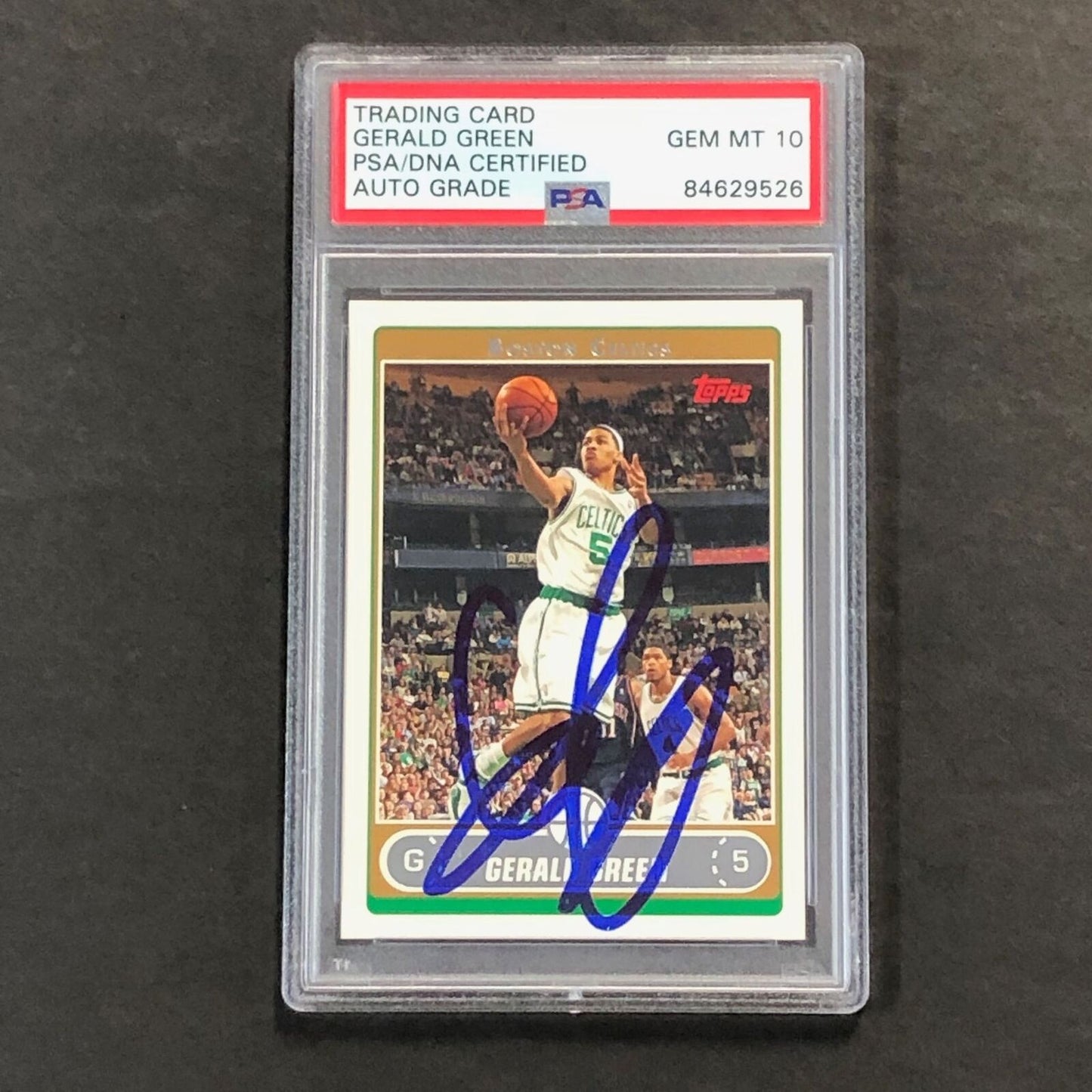 2006-07 Topps #44 Gerald Green Signed Card AUTO GRADE 10 PSA Slabbed Celtics