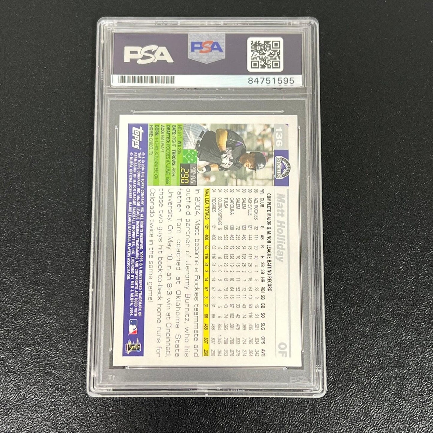 2005 Topps #136 Matt Holliday signed PSA/DNA Colorado Rockies Autographed