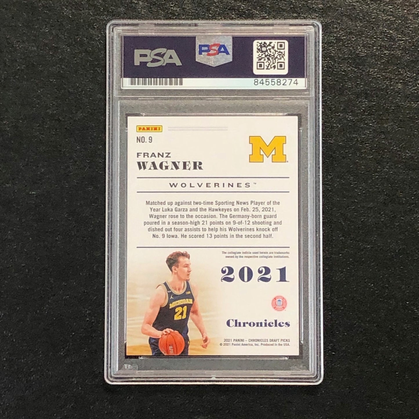 2021 Chronicles Draft Picks #9 Franz Wagner Signed Card AUTO PSA Slabbed RC Mich
