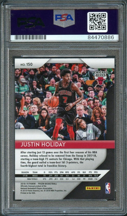 2018-19 Panini Prizm #150 JUSTIN HOLIDAY Signed Card AUTO 10 PSA Slabbed Bulls