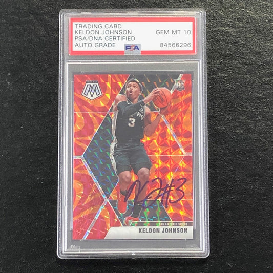 2019-20 Panini Mosaic Orange Reactive #238 Keldon Johnson Signed Card Auto 10 PS