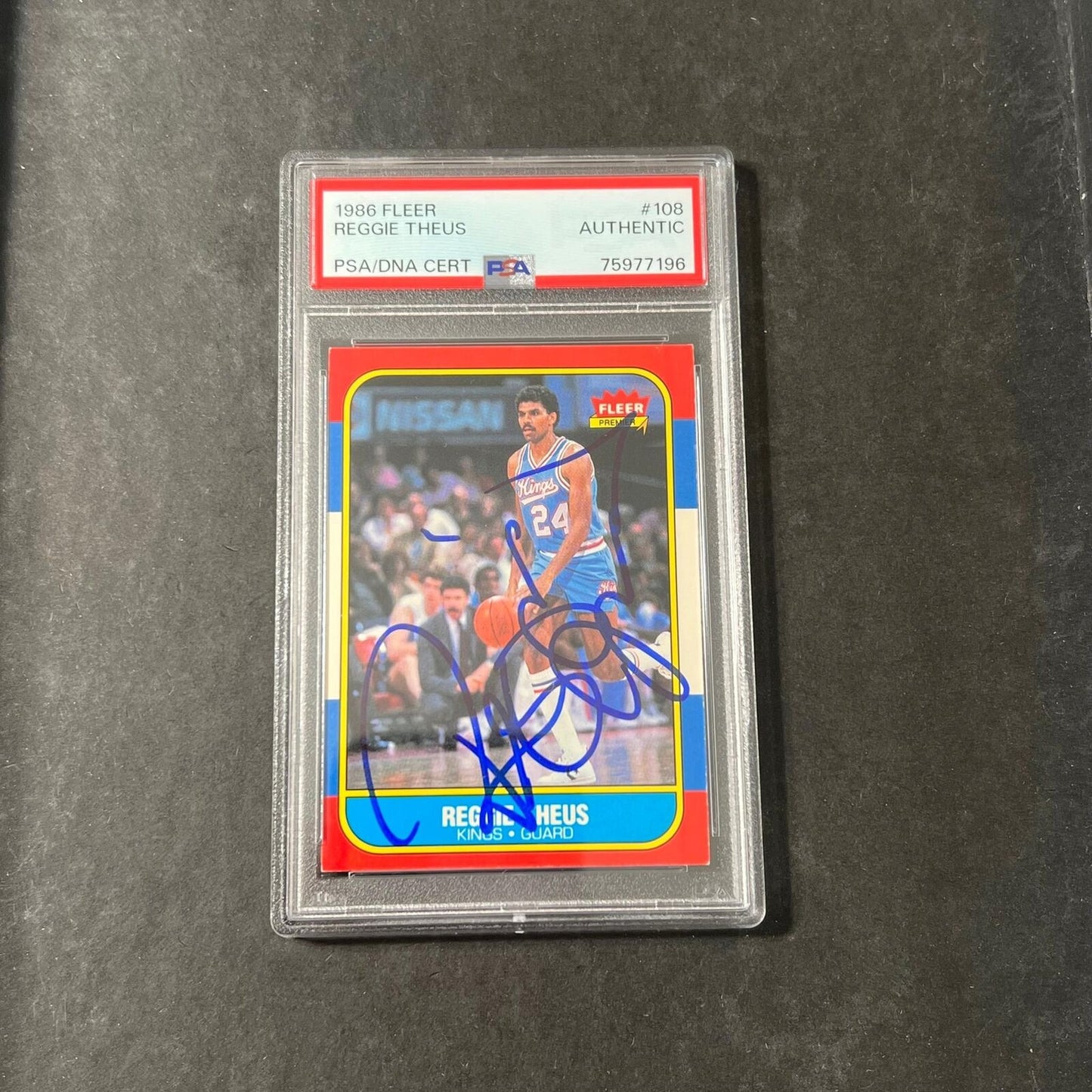 1986 Fleer #108 Reggie Theus Signed Card AUTO PSA Slabbed Kings