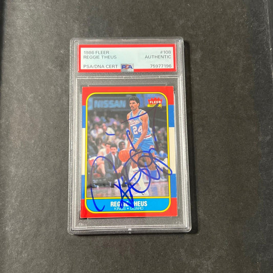 1986 Fleer #108 Reggie Theus Signed Card AUTO PSA Slabbed Kings