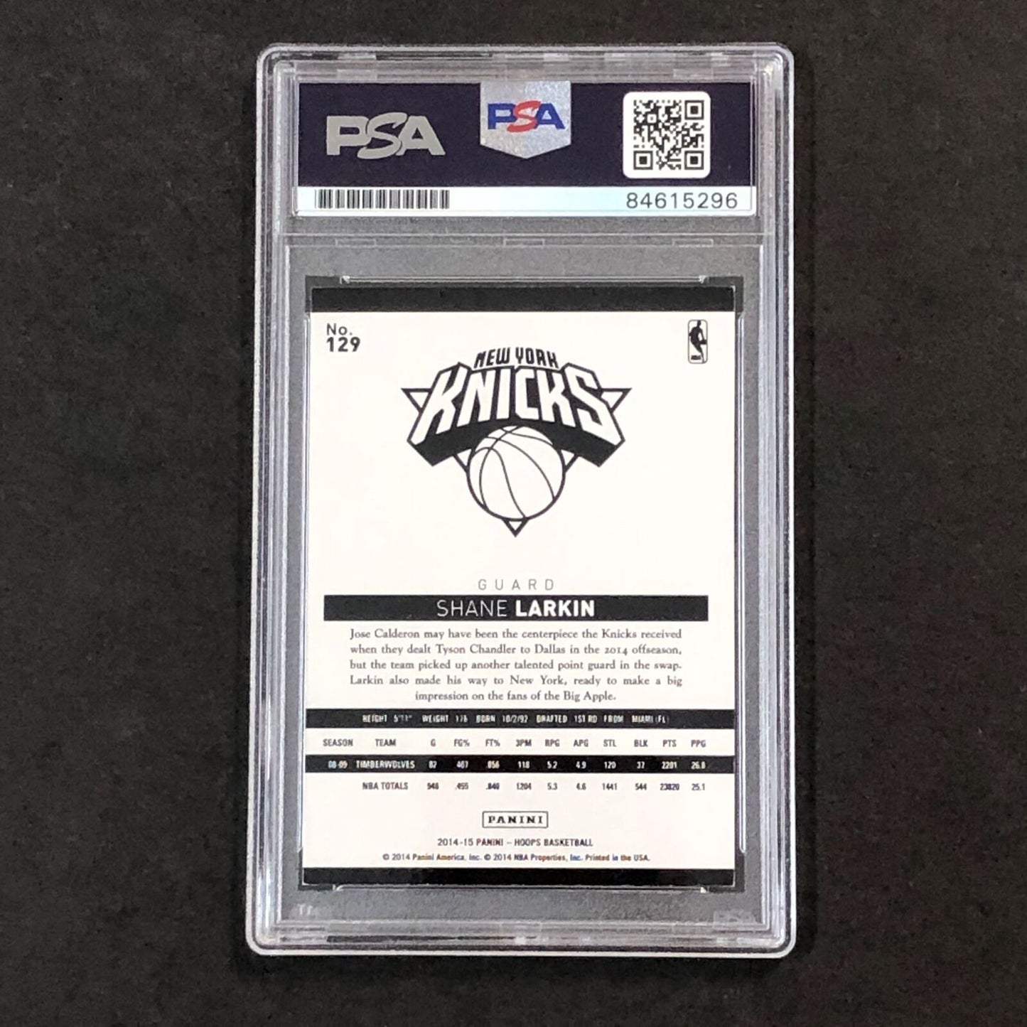 2014-15 NBA Hoops #129 Shane Larkin Signed Card AUTO 10 PSA Slabbed Knicks