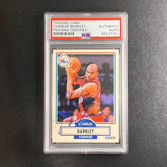 1990 Fleer #139 Charles Barkley Signed Card AUTO PSA Slabbed Sixers