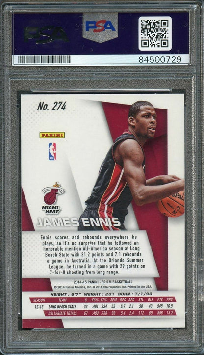 2014-15 Panini Prizm #274 JAMES ENNIS Signed Card AUTO 10 PSA Slabbed RC Heat