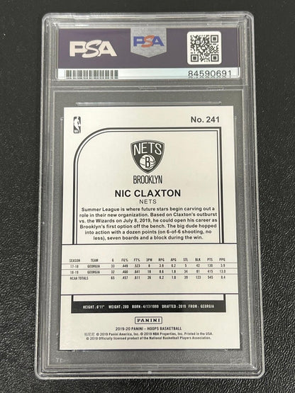 2019-20 NBA Hoops #241 Nicolas Claxton Signed Card AUTO PSA Slabbed Nets RC