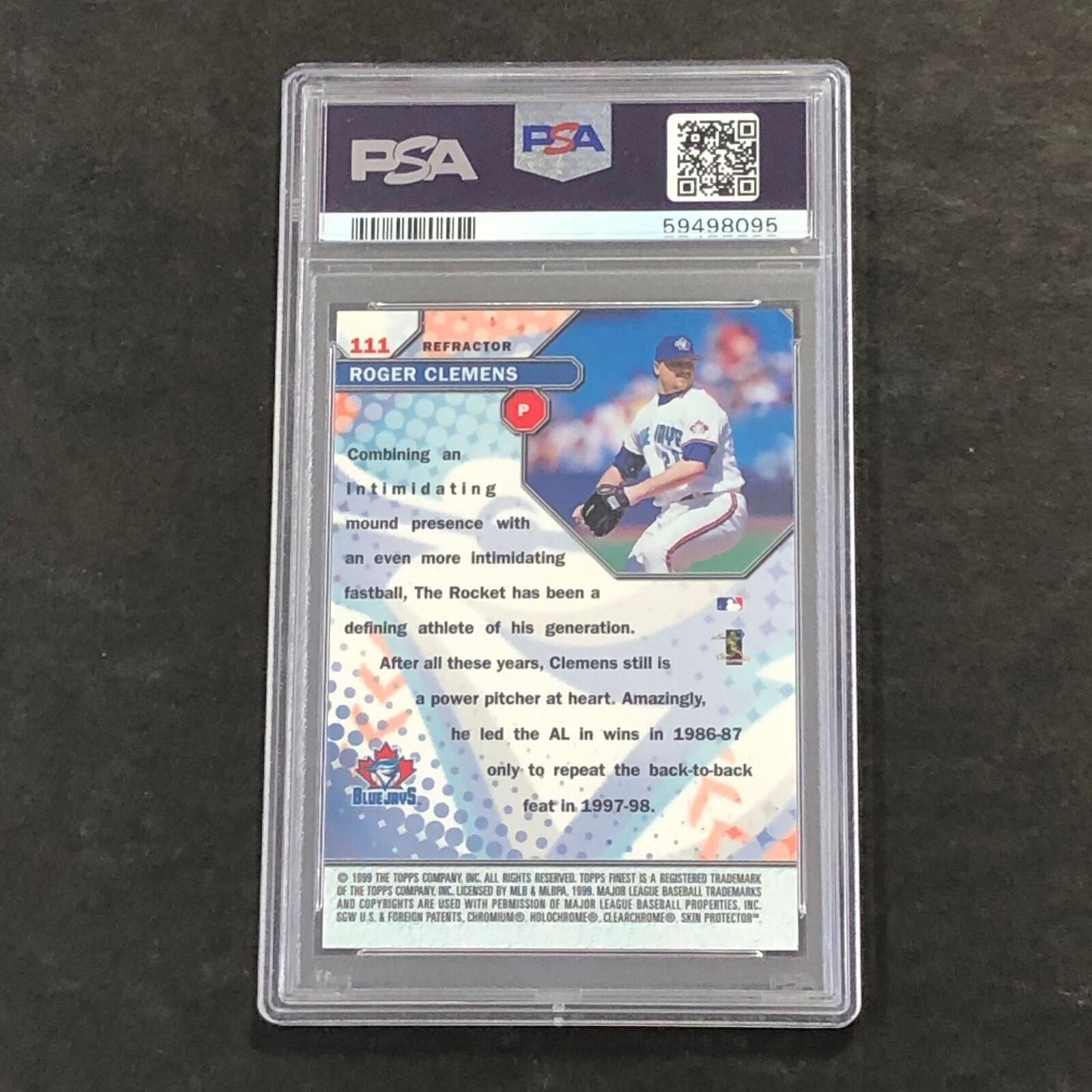 1999 Finest #111 Roger Clemens PSA 8 NM-MT Refractor W/Coating