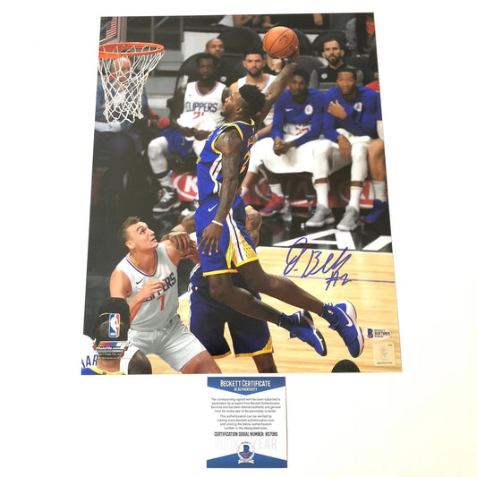 Jordan Bell signed 11x14 photo BAS Beckett Golden State Warriors Autographed