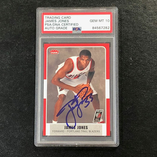 2007-08 Fleer Basketball #118 James Jones Signed Card AUTO 10 PSA Slabbed Trail