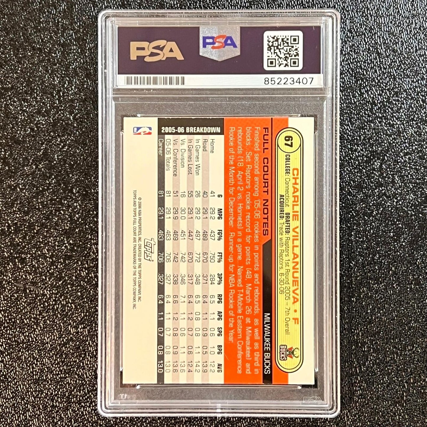 2005-06 Topps Breakdown #67 Charlie Villanueva Signed Card AUTO PSA/DNA Slabbed