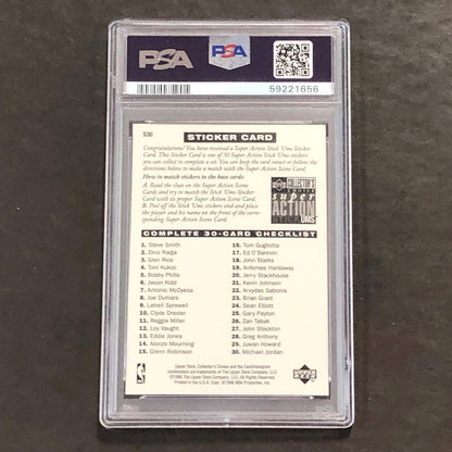 1996 Collectors Choice Stick-ums 2 White Jersey #S30 Michael Jordan PSA MINT 9 B
