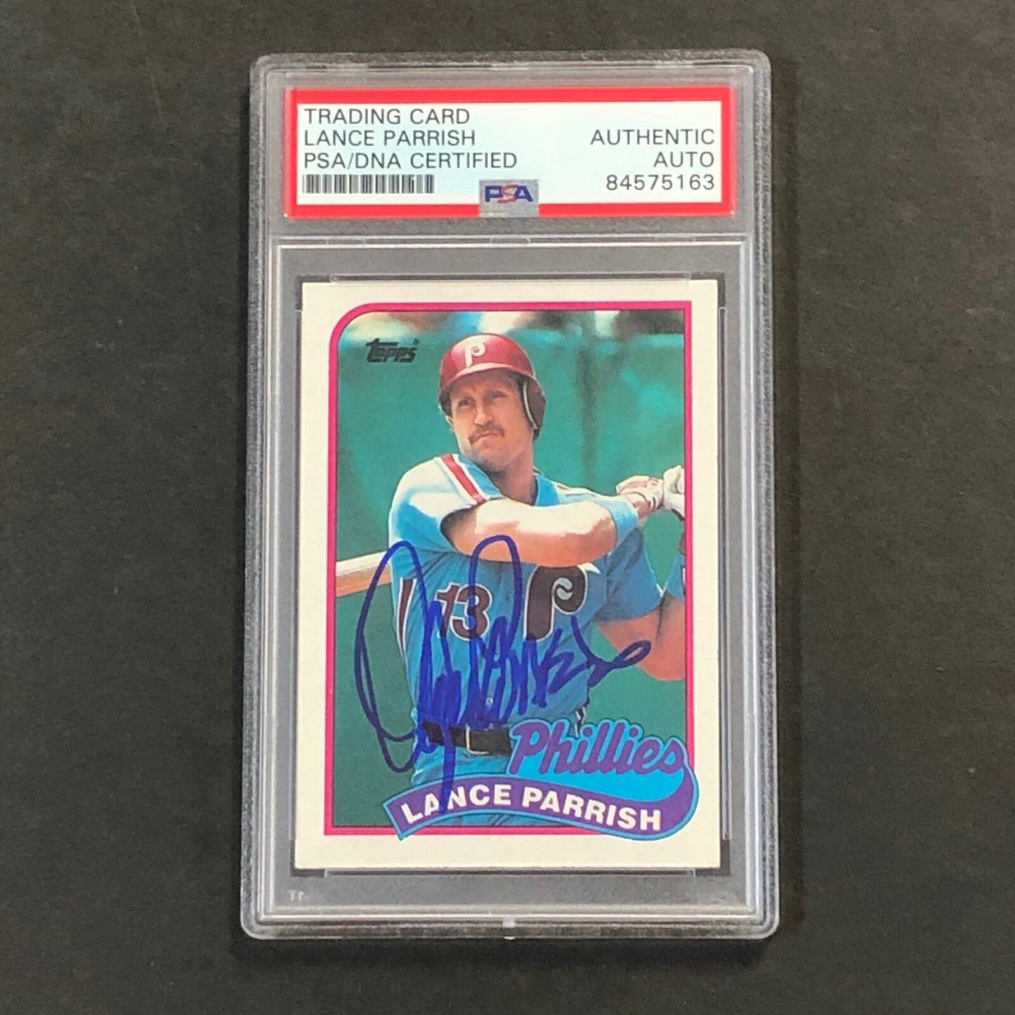 1989 TOPPS #470 Lance Parrish Signed Card PSA Slabbed Auto Phillies