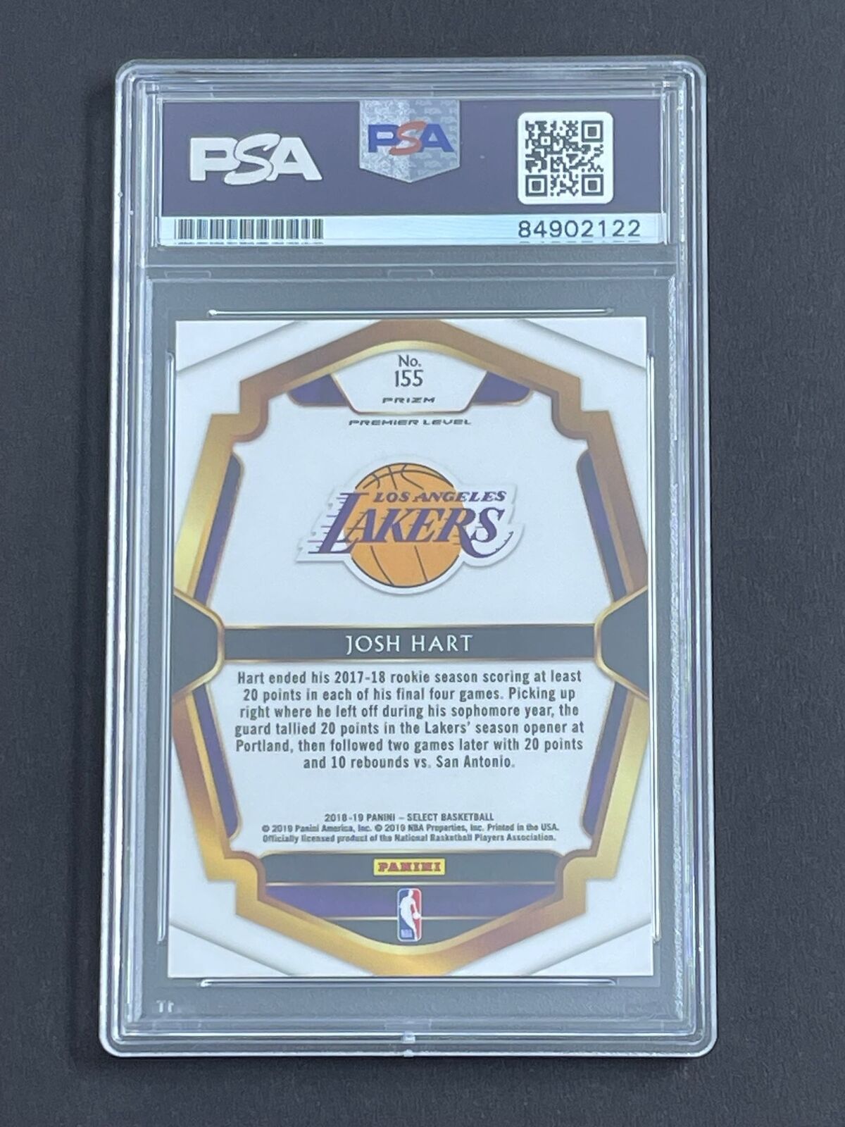 2018-19 Panini Select #155 JOSH HART Signed Card PSA Slabbed Lakers
