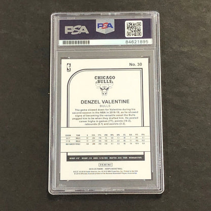 2019-20 NBA Hoops #30 Denzel Valentine Signed Card AUTO 10 PSA Slabbed Bulls