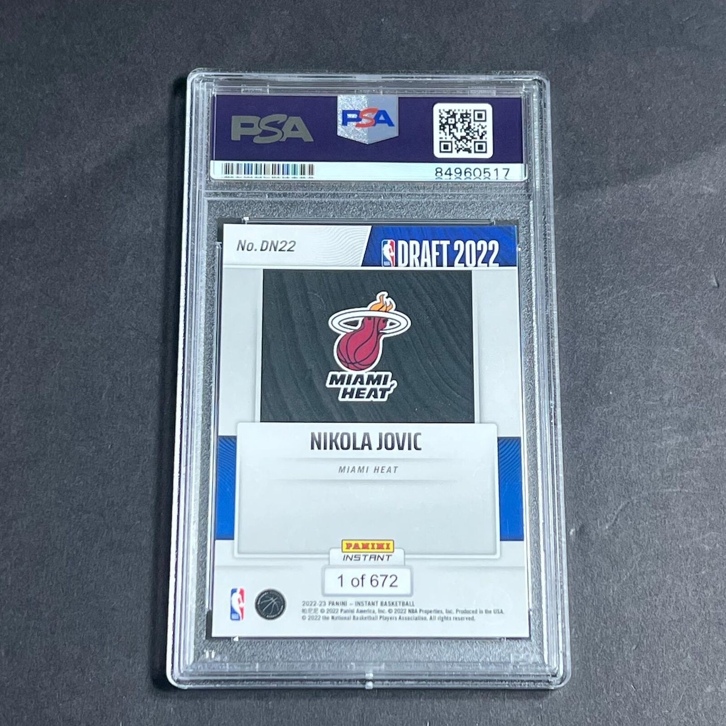 2022-2023 Panini Instant #DN 22 Nikola Jovic Signed Card PSA AUTO RC Slabbed Hea