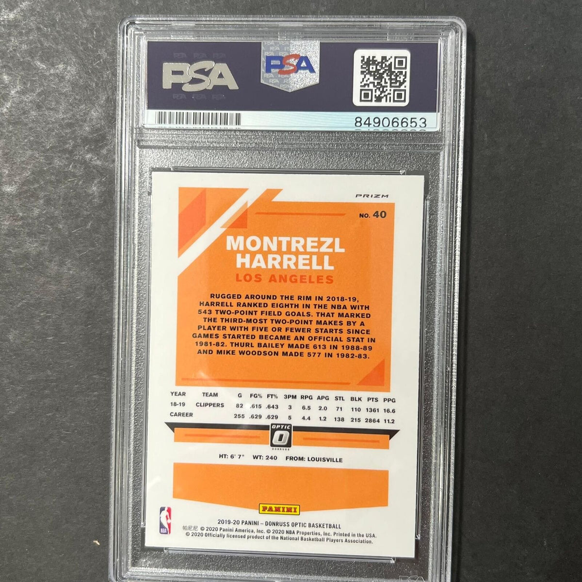 2019-20 Panini Donruss Optic #40 Montrezl Harrell Signed Card AUTO PSA Slabbed C