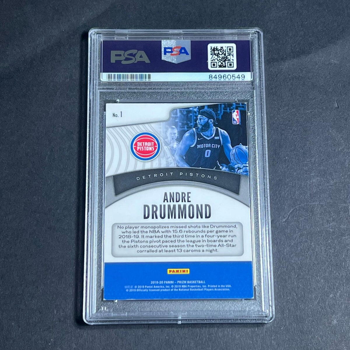 2019-20 Panini Prizm #1 Andre Drummond Signed Card AUTO PSA Slabbed Pistons