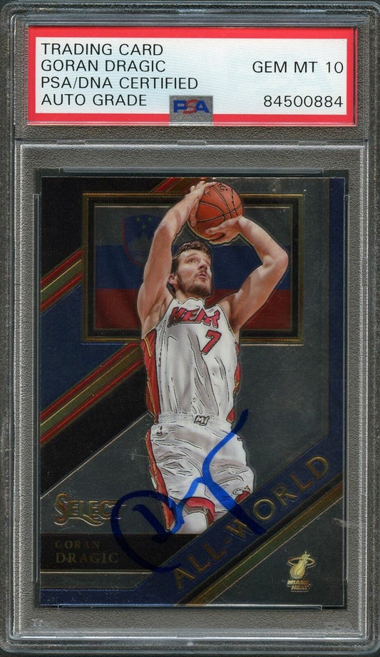 2017-18 Panini Select All-World #AW-7 Goran Dragic Signed Card AUTO 10 PSA/DNA S