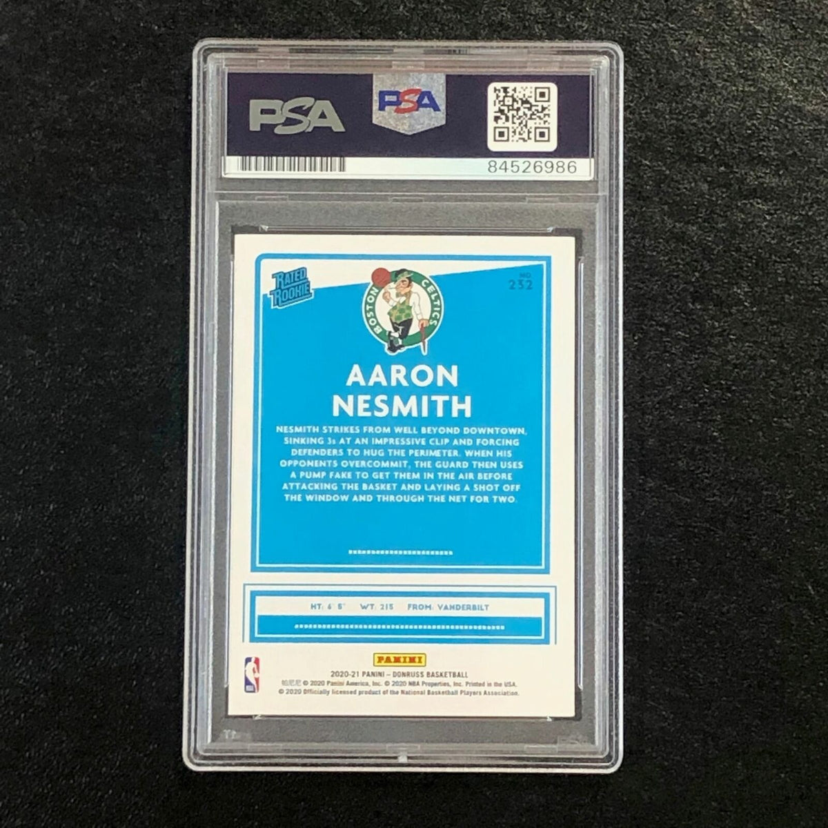 2020-21 Donruss Rated Rookie #232 Aaron Nesmith Signed Card AUTO PSA Slabbed RC