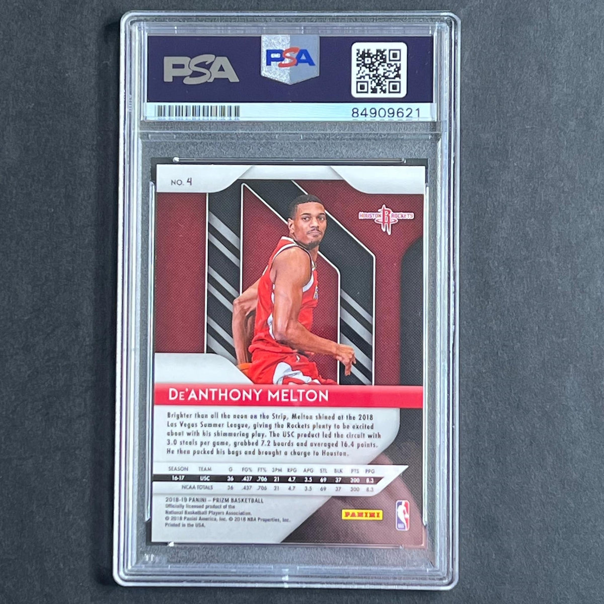 2018-19 Panini Prizm #4 De'Anthony Melton Signed Card AUTO PSA Slabbed RC Rocket