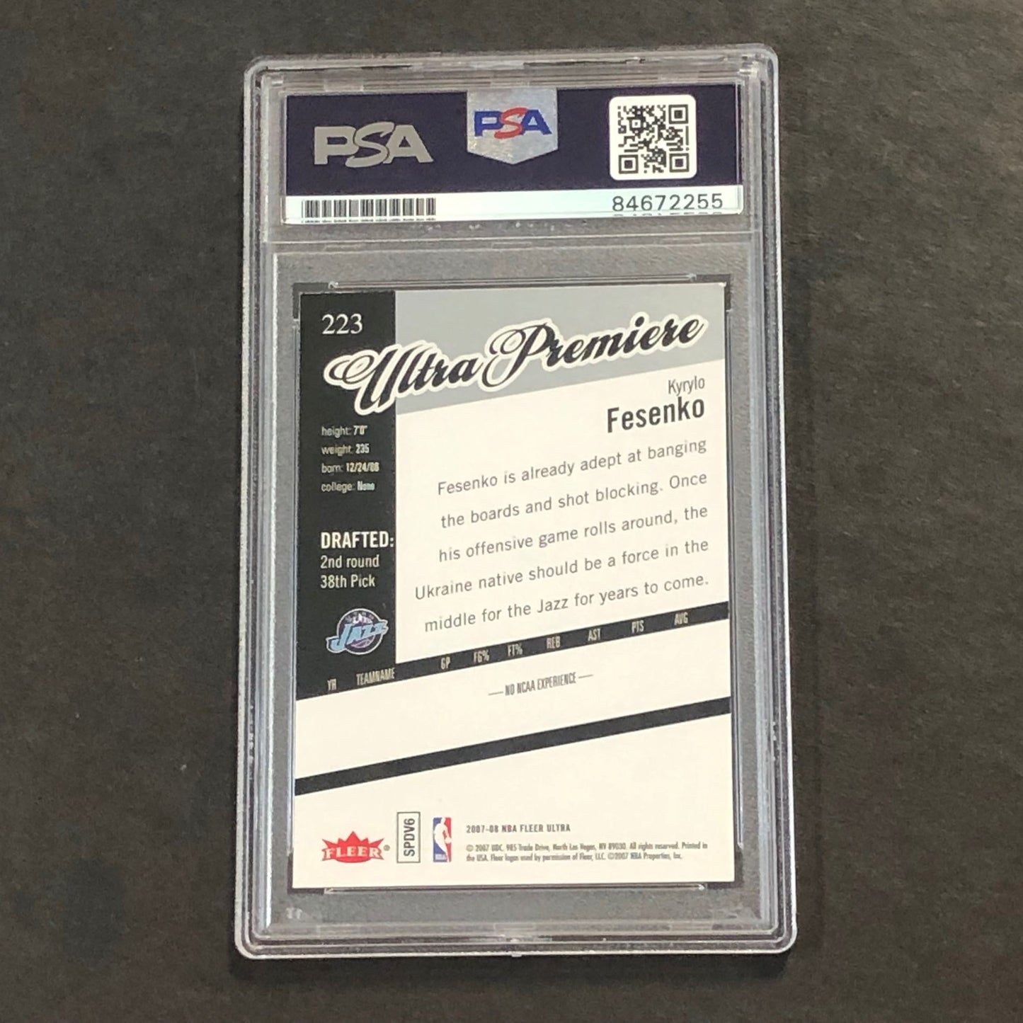 2007-08 Fleer Ultra #223 Kyrylo Fesenko Signed Card PSA/DNA AUTO Slabbed Jazz