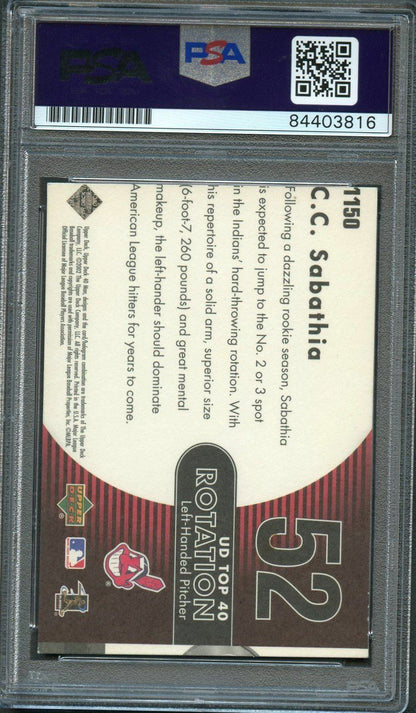 2002 Upper Deck 40 Man #1150 CC Sabathia Signed Card PSA Slabbed Auto Cleveland