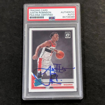 2019-20 OPTIC RATED ROOKIE #174 JUSTIN ROBINSON Signed Rookie Card AUTO PSA Slab