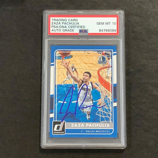 2015-16 Panini Donruss #53 Zaza Pachulia Signed Card AUTO 10 PSA Slabbed Maveric