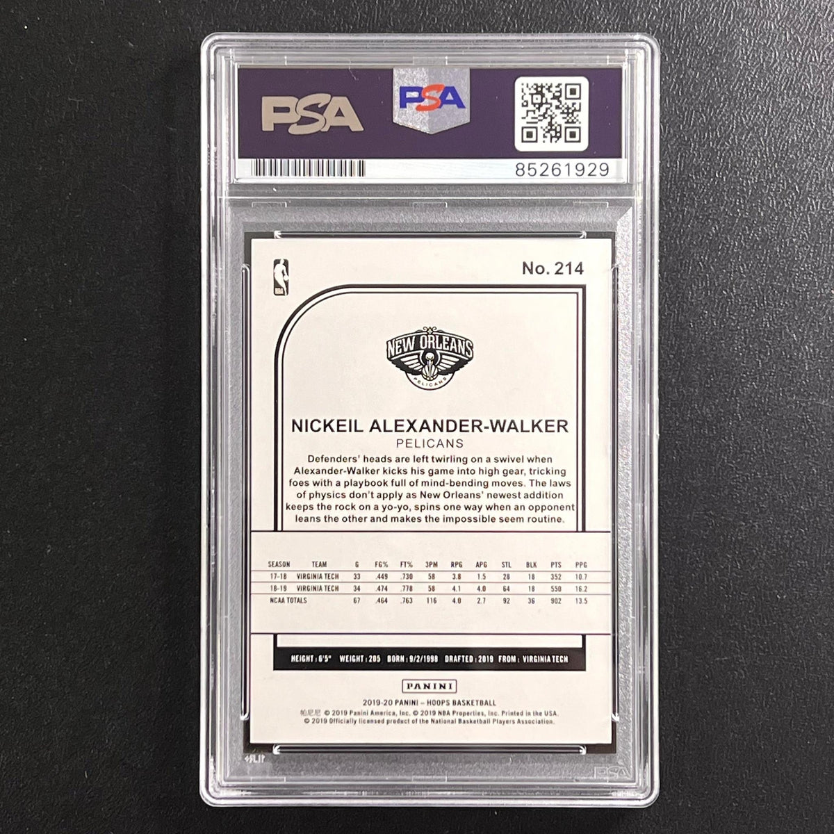 2019-20 NBA Hoops Winter #214 Nickeil Alexander Walker Signed Card AUTO 10 PSA S