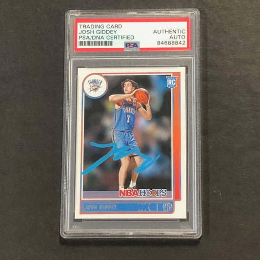 2021-22 NBA Hoops #202 Josh Giddey Signed Card AUTO PSA Slabbed RC Thunder