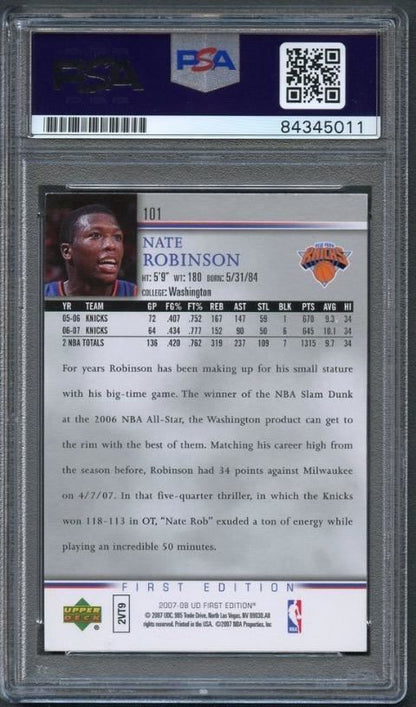 2007-08 Upper Deck First Edition #101 Nate Robinson Signed Rookie Card AUTO PSA