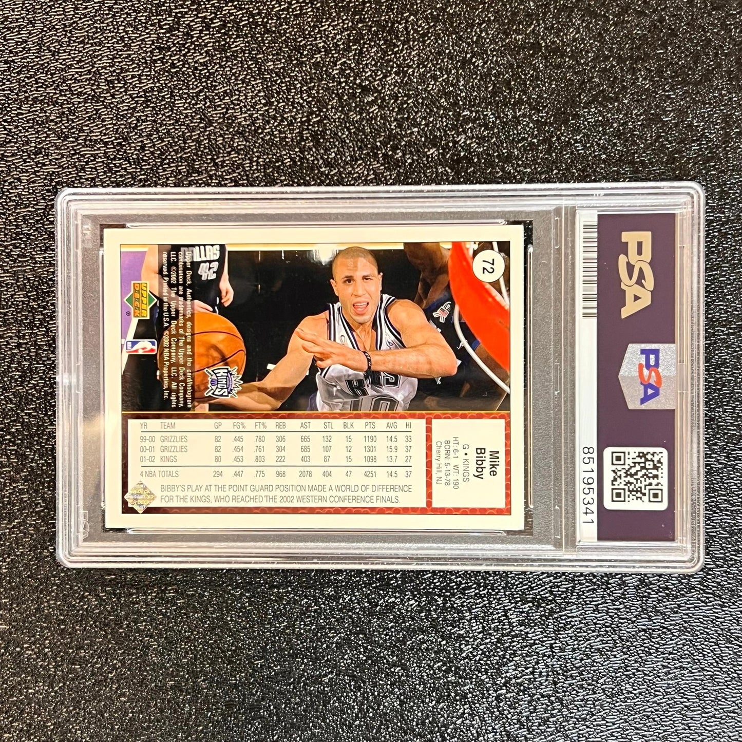 2002-03 Upper Deck #72 Mike Bibby Signed Card AUTO PSA Slabbed Kings