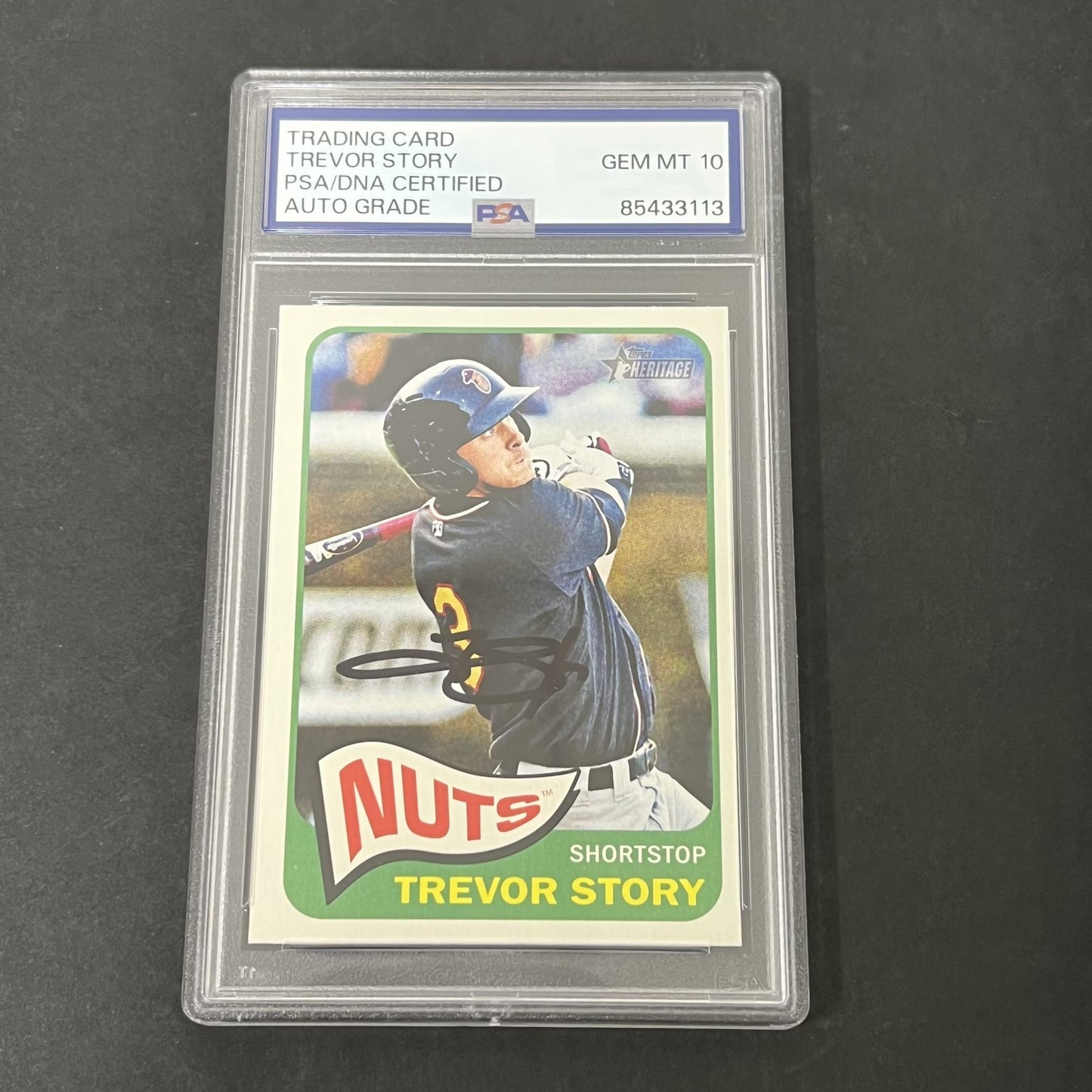 2014 Topps Heritage Minor League Edition#11 Trevor Story signed card PSA Auto 10